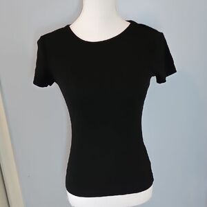 H&M Black Ribbed Short Sleeve Tee